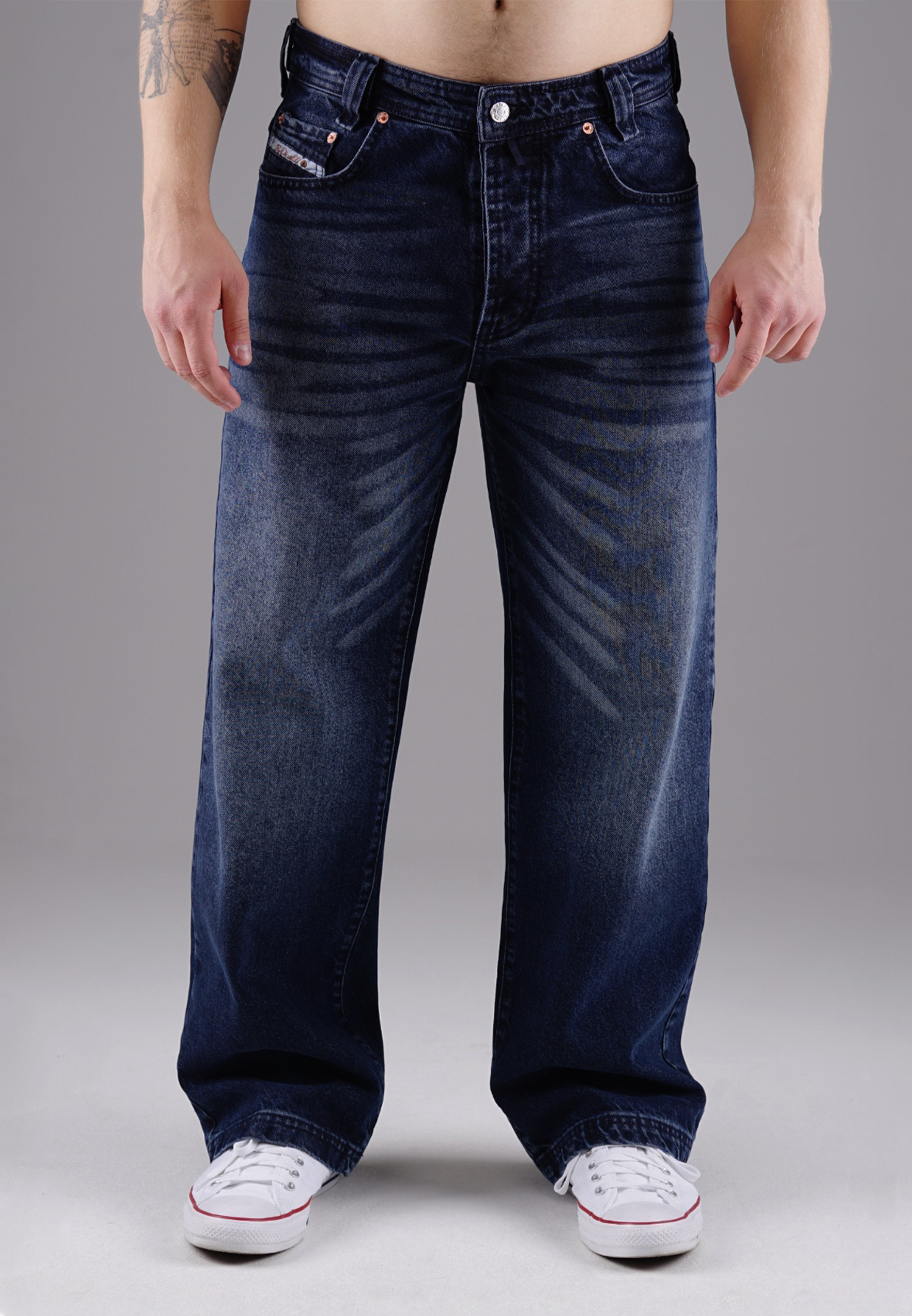 Picaldi Zicco 474 Tansanit Herrenjeans - Baggy Fit mit Straight Leg in Washed Dark Navy W31-L32