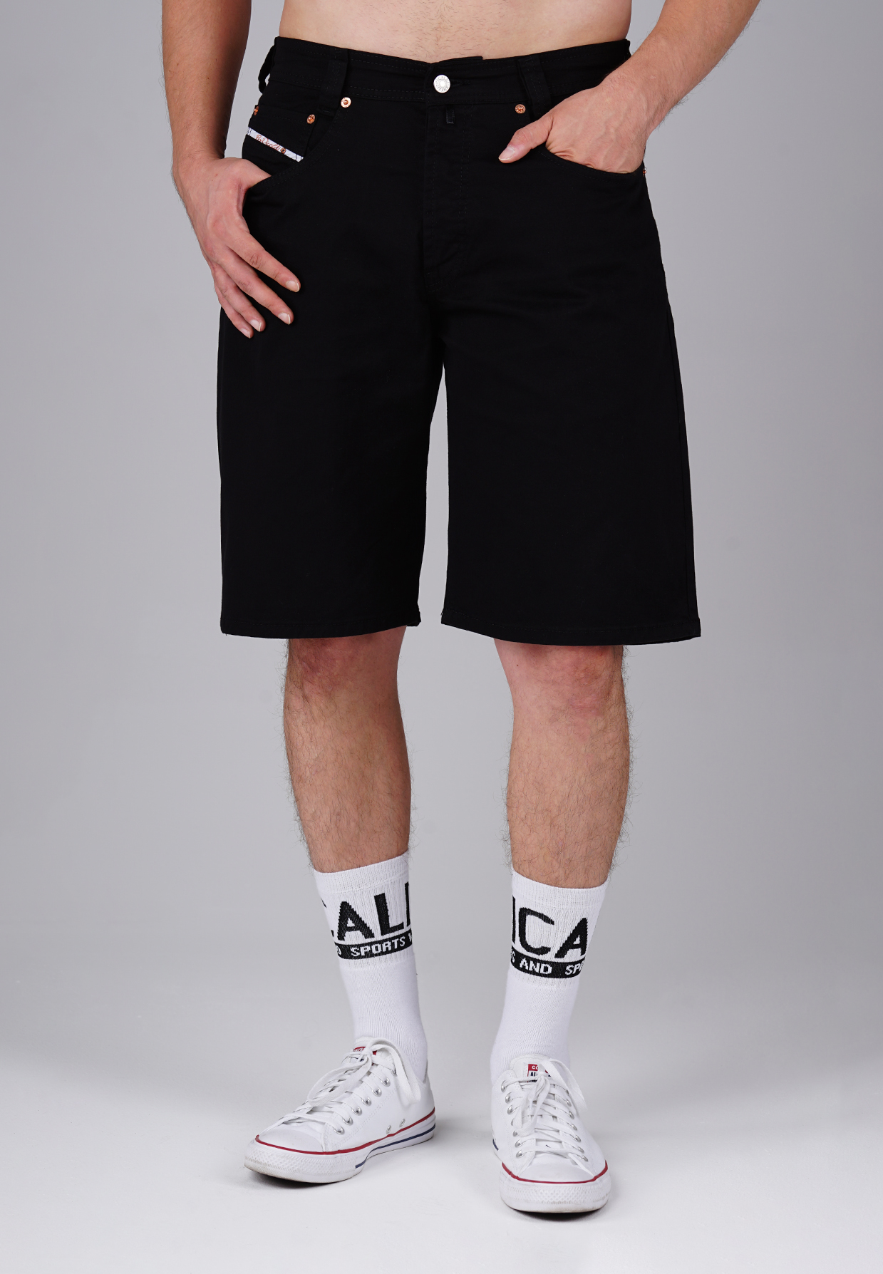 Picaldi Zicco 471 Gabardine Herren Shorts - Relaxed Fit in Jet Black W40