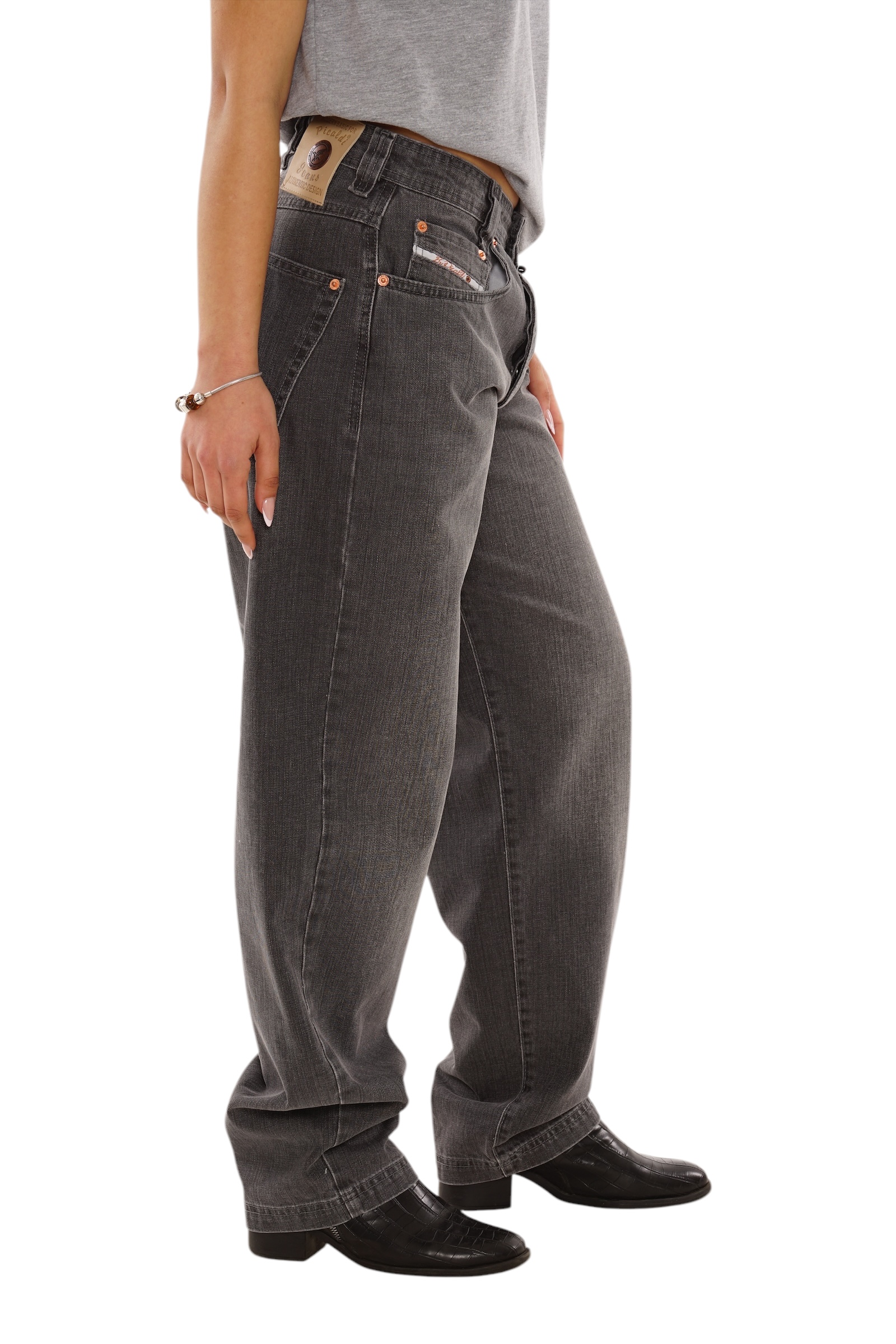 Picaldi Zicco 471 Graphit Damen Jeans – Loose Tapered Fit Washed Anthracite W28-L28