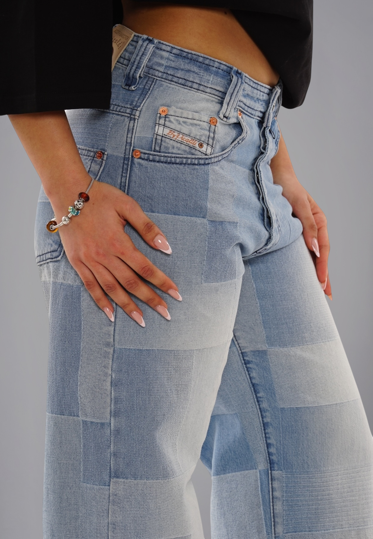 Picaldi Damen Jeans Baggy Zicco 474 Mozaik grey washed/indigo blue W40-L32