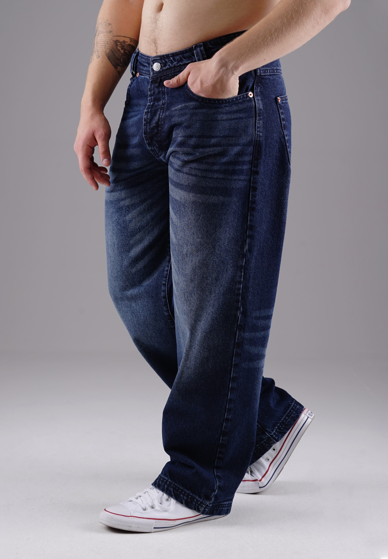 Picaldi Zicco 474 Tansanit Herrenjeans - Baggy Fit mit Straight Leg in Washed Dark Navy W31-L30