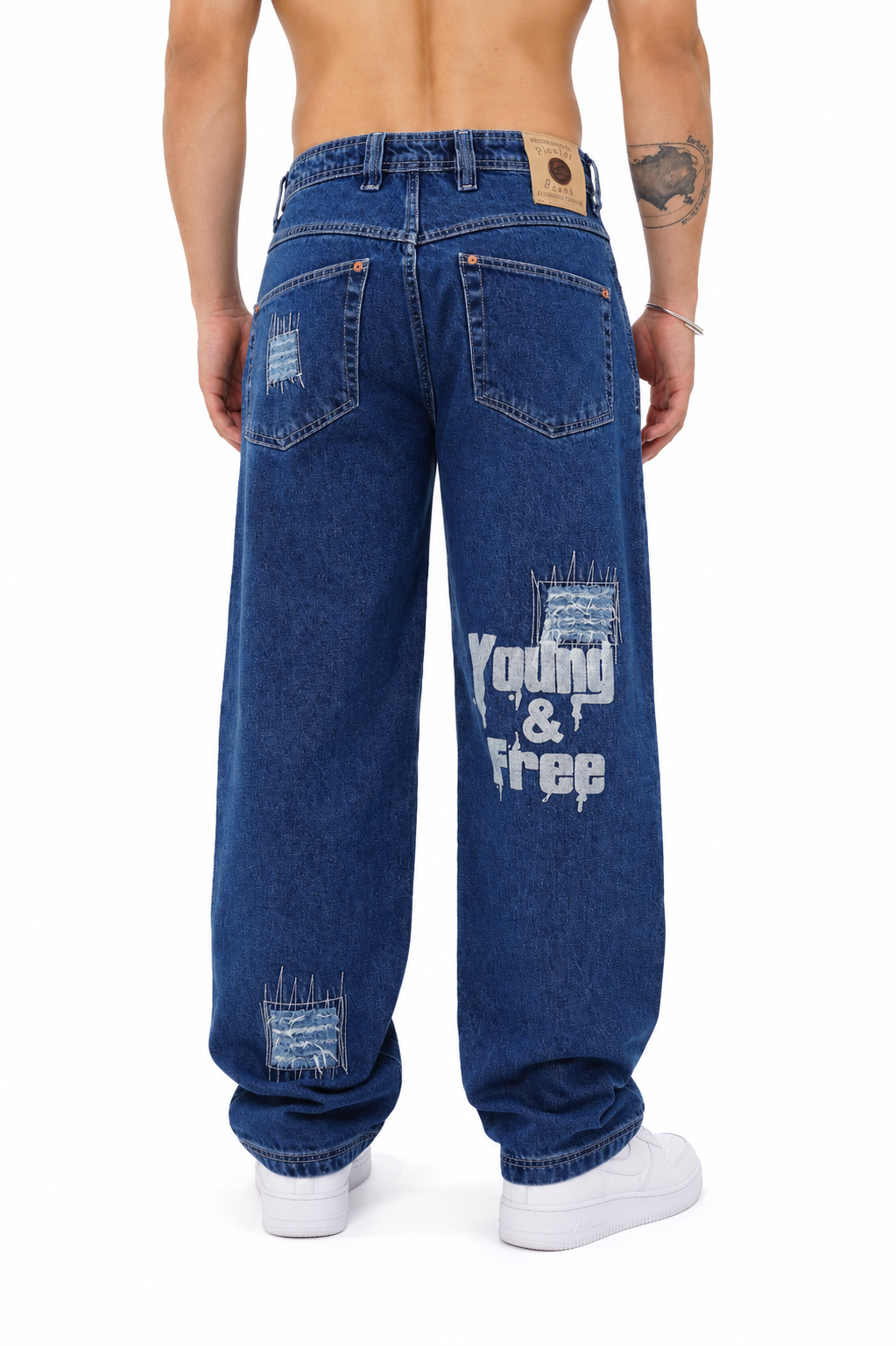 Picaldi Zicco 472 Pathica Herrenjeans - Relaxed-Tapered Fit in Medium Blue Graphic