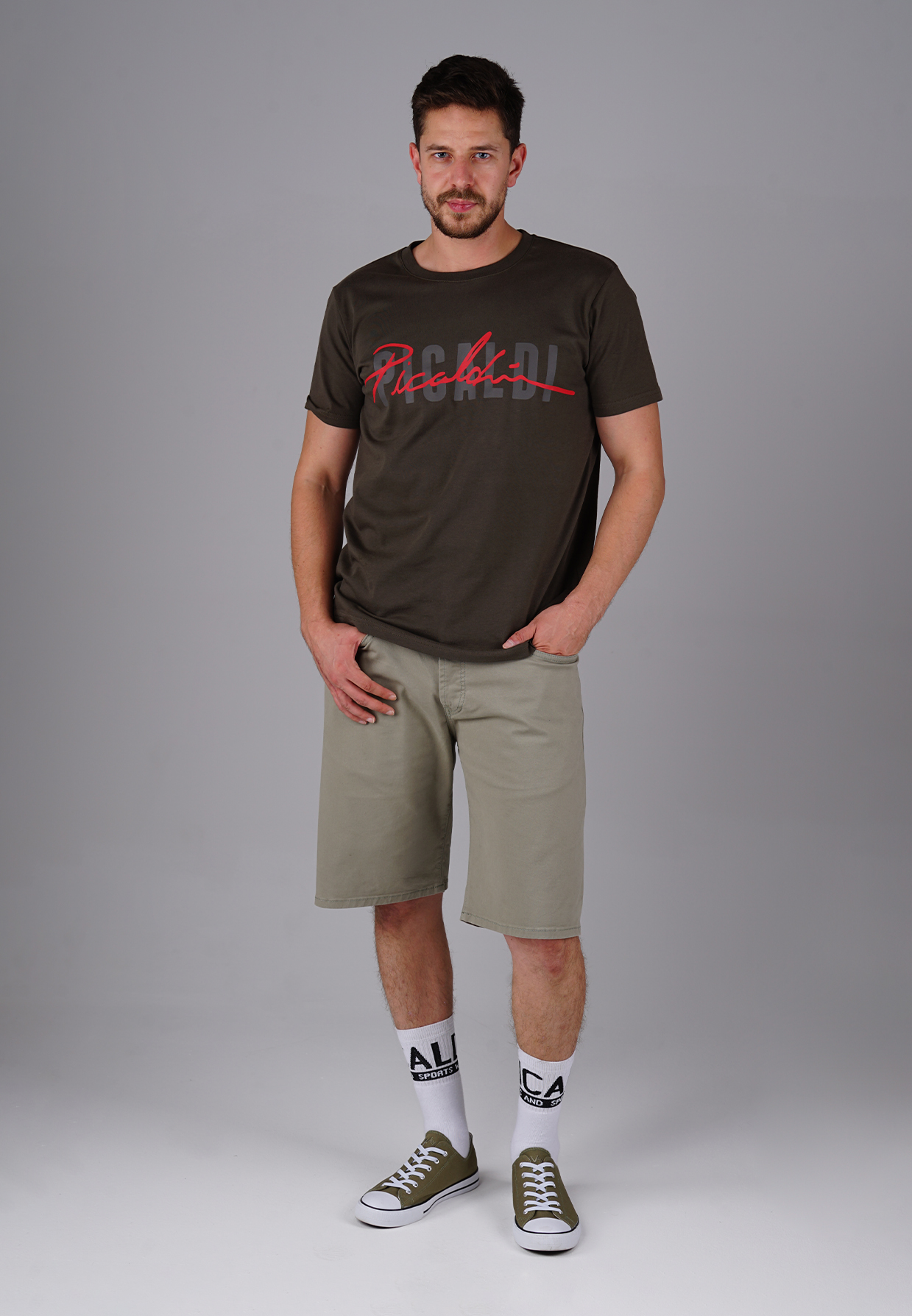 Picaldi Zicco 471 Gabardine Herren Shorts - Relaxed Fit in Olive Drab Picaldi Zicco 471 Gabardine Herren Shorts - Relaxed Fit in Olive Drab W40