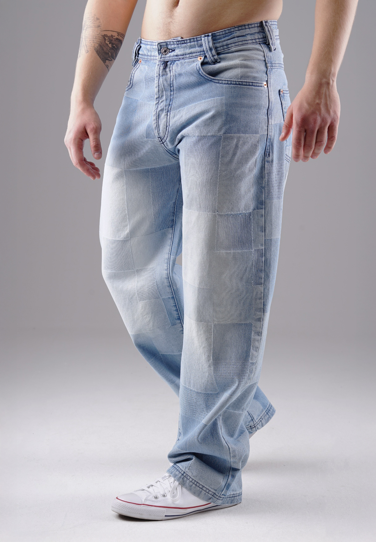 Picaldi Zicco 474 Mozaik Herrenjeans - Baggy Fit mit Straight Leg in Ash Indigo W40-L32