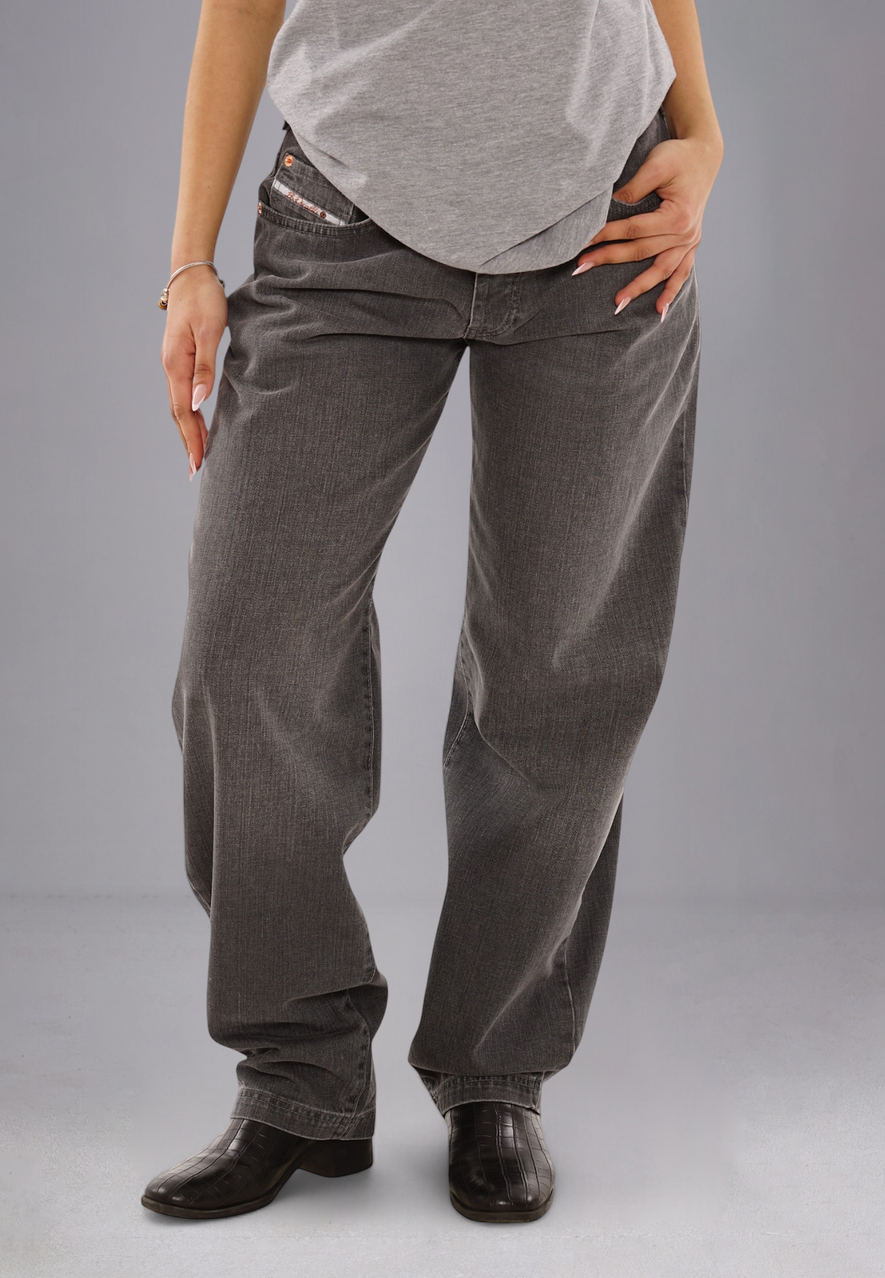 Picaldi Zicco 471 Graphit Damen Jeans – Loose Tapered Fit Washed Anthracite W28-L28