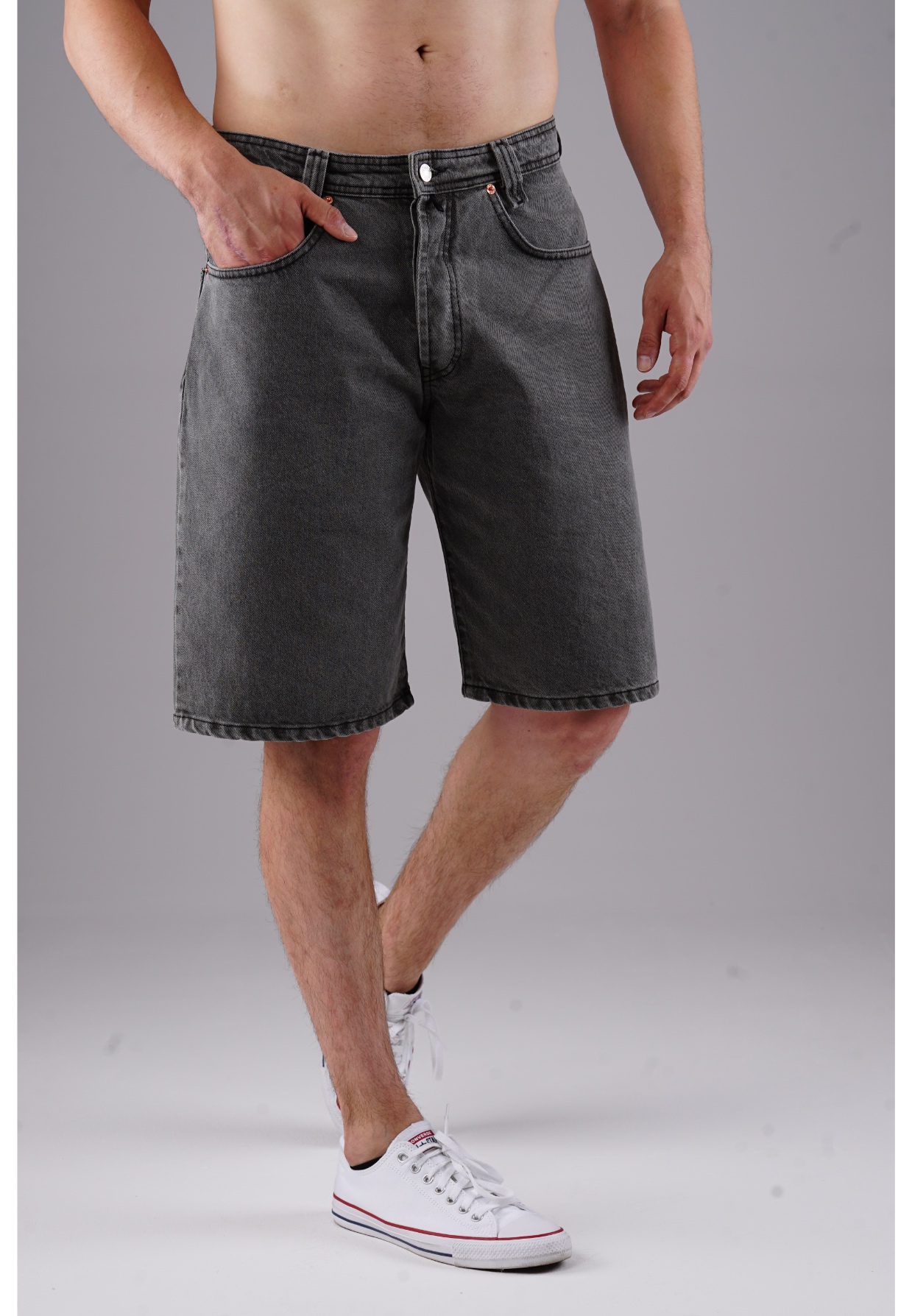 Picaldi Zicco 471 TNT Herren Jeansshorts - Relaxed Fit in Charcoal Greywashed W40