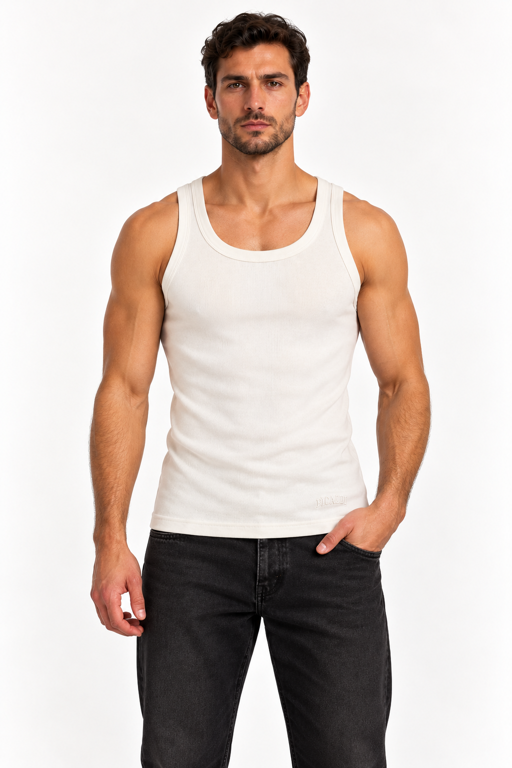 Picaldi Herren Tank Top Ribbed Basic Beige XXL