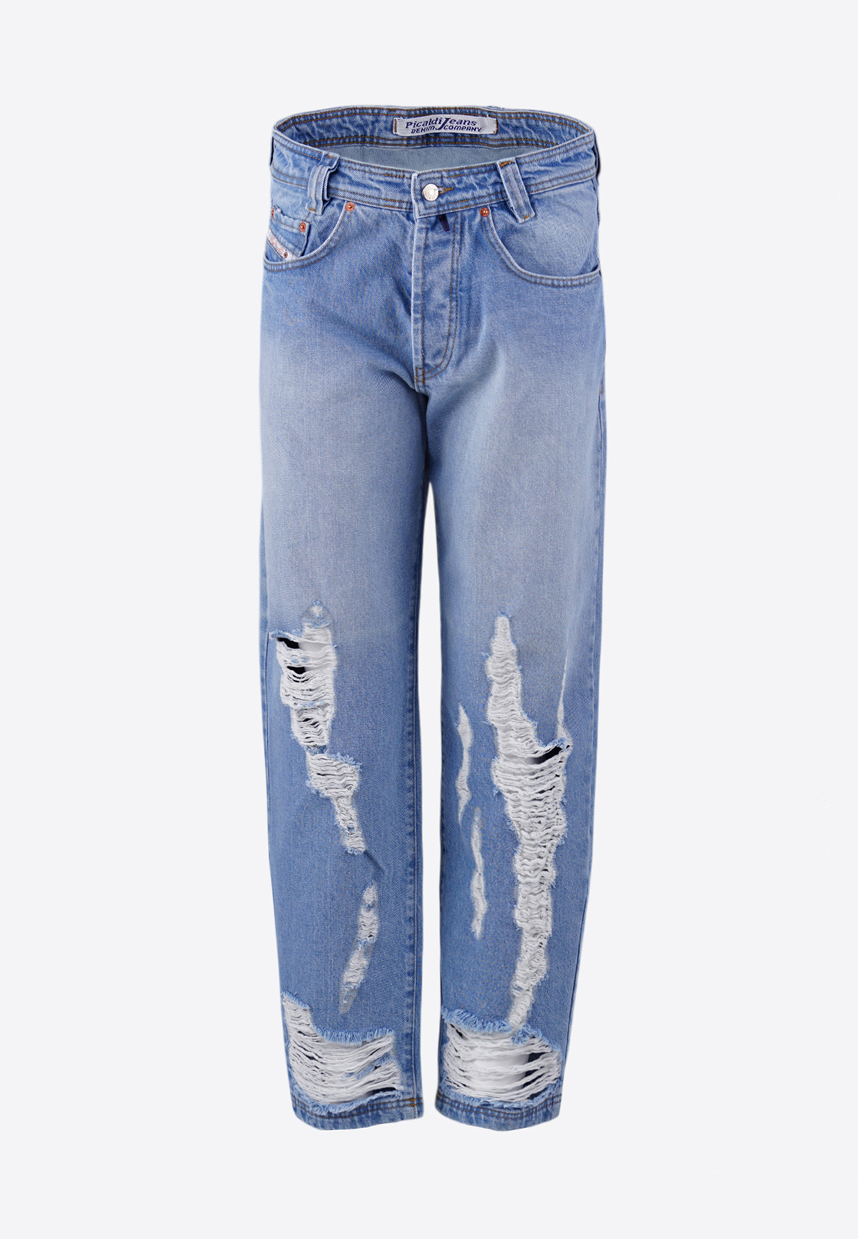 Picaldi Zicco 471 Raze Herren Jeans – Loose Tapered Fit Destroyed Washed Blue