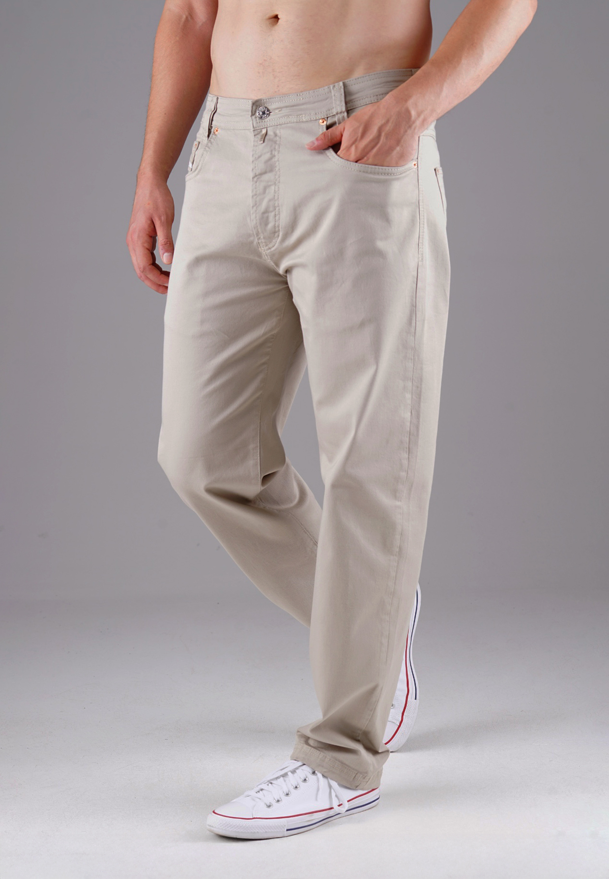 Picaldi Zicco  472 Glow Ecru Herren Hose – Relaxed Carrot Fit in Beige W40-L32
