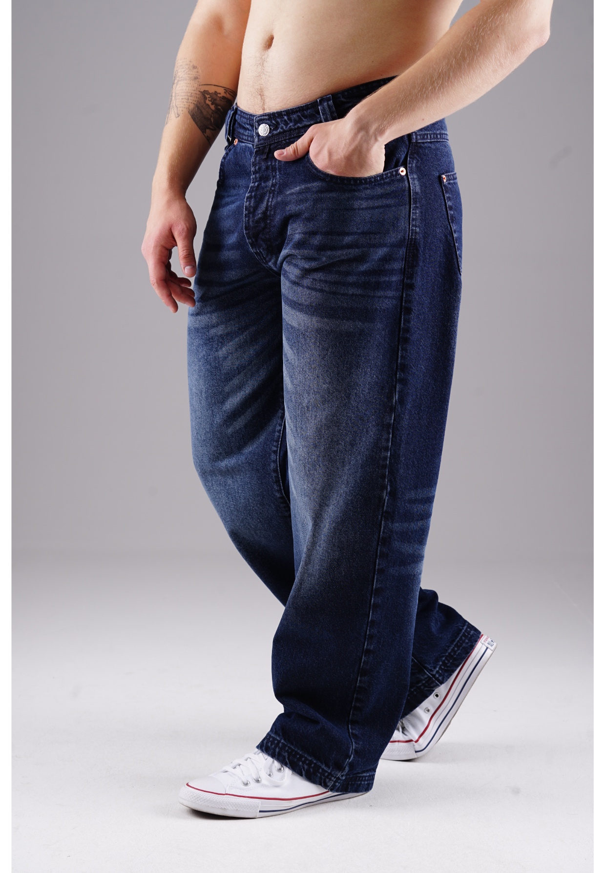 Picaldi Zicco 474 Tansanit Herrenjeans - Baggy Fit mit Straight Leg in Washed Dark Navy
