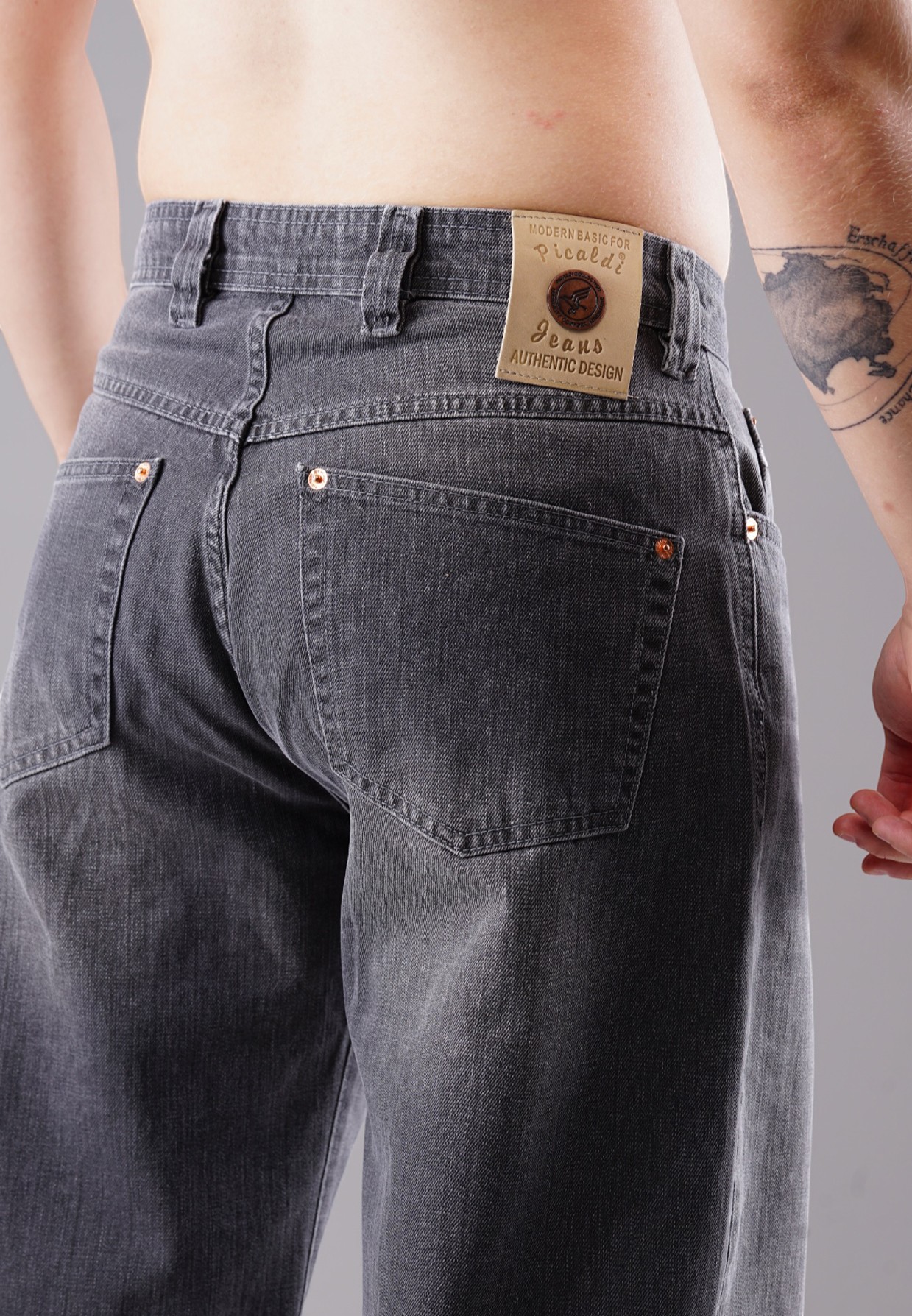 Picaldi Zicco 471 Graphit Herren Jeans – Loose Tapered Fit Washed Anthracite W31-L34