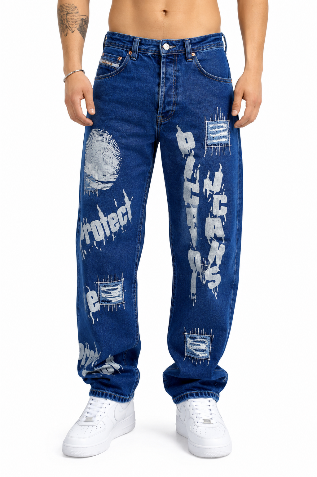 Picaldi Zicco 472 Pathica Herrenjeans - Relaxed-Tapered Fit in Medium Blue Graphic