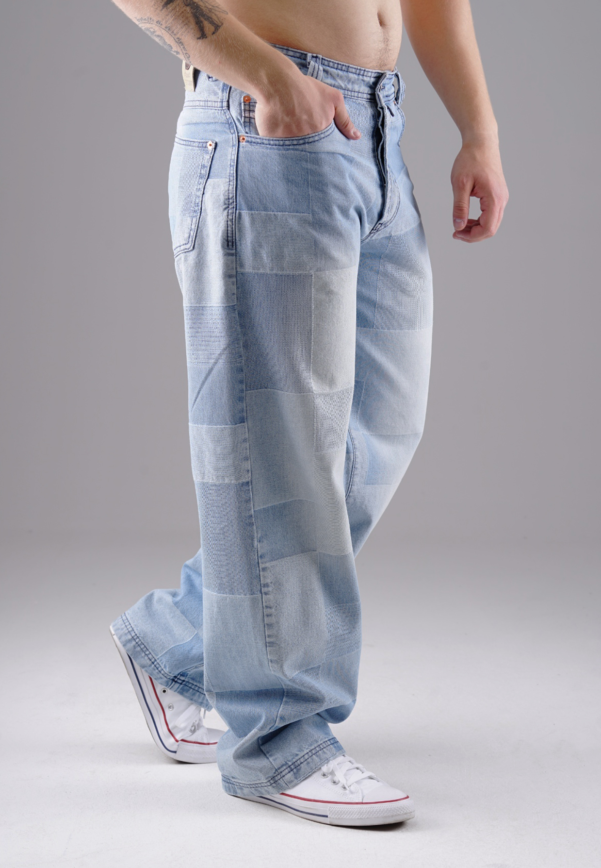Picaldi Zicco 474 Mozaik Herrenjeans - Baggy Fit mit Straight Leg in Ash Indigo W40-L32