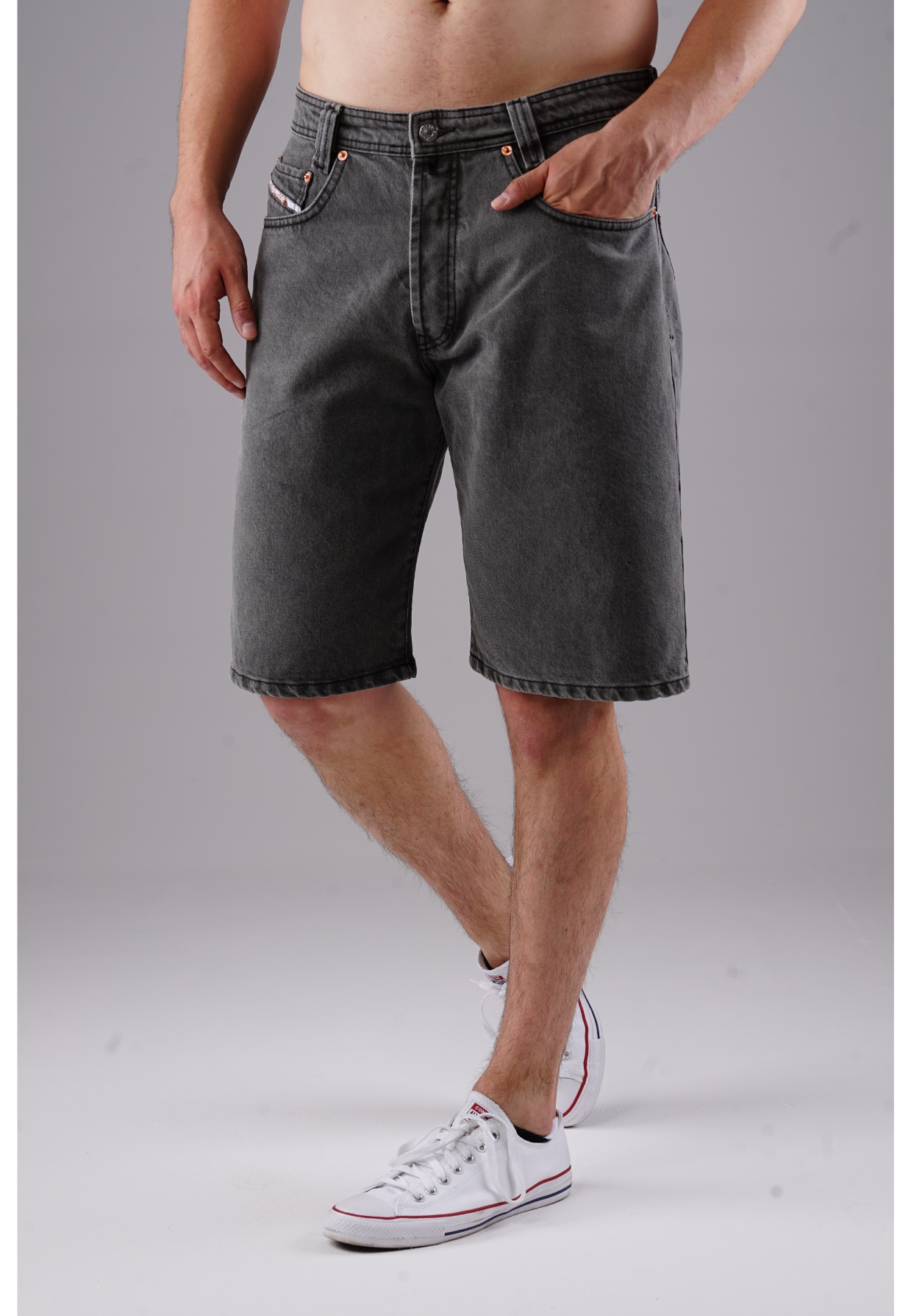 Picaldi Zicco 471 TNT Herren Jeansshorts - Relaxed Fit in Charcoal Greywashed W40