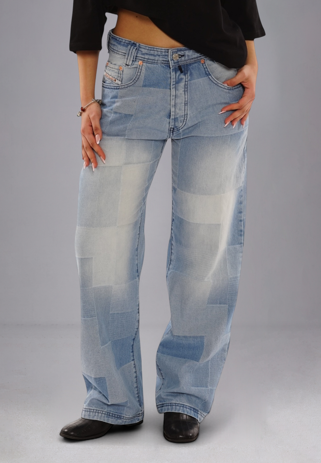Picaldi Damen Jeans Baggy Zicco 474 Mozaik grey washed/indigo blue W40-L32