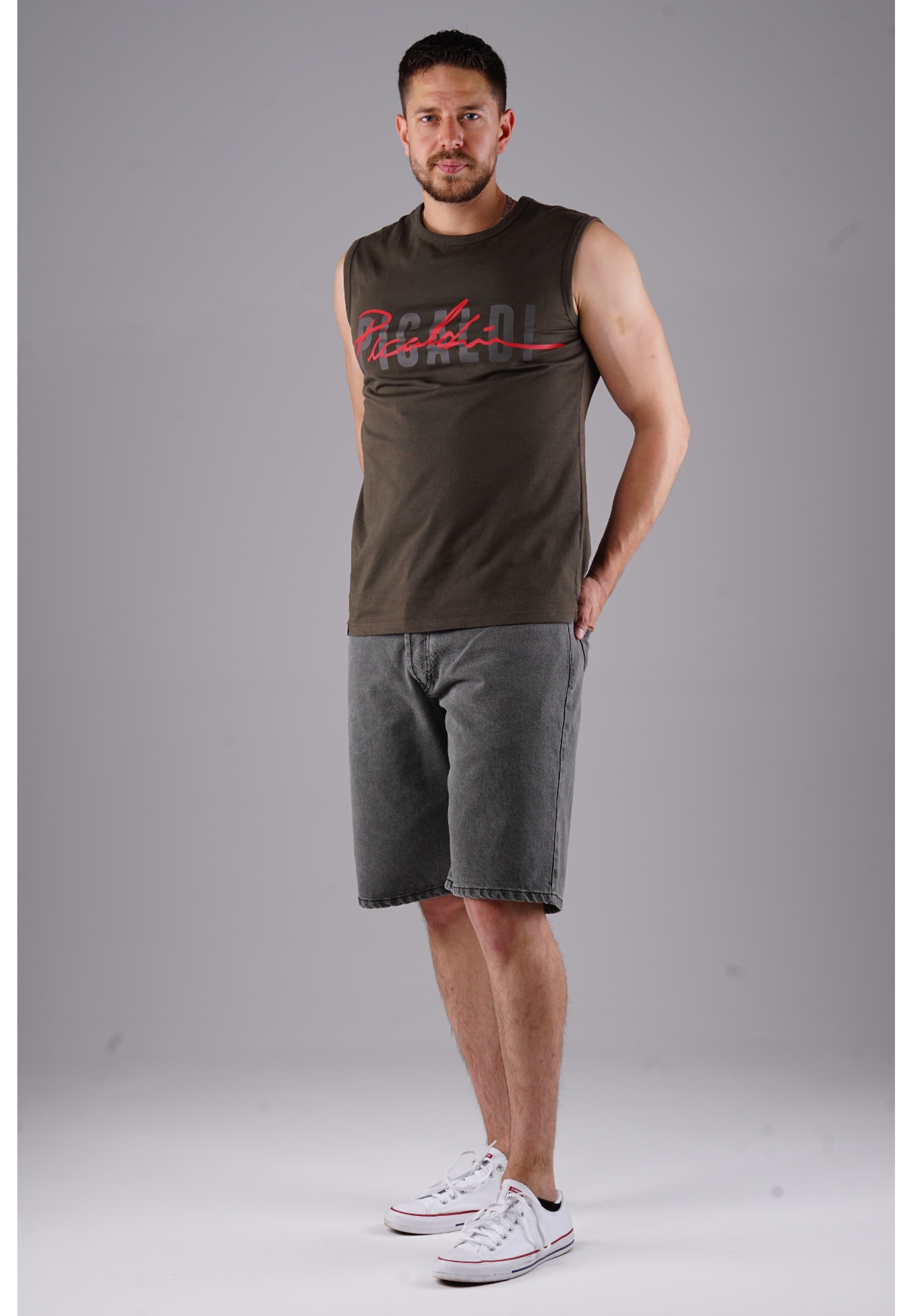 Picaldi Zicco 471 TNT Herren Jeansshorts - Relaxed Fit in Charcoal Greywashed W40