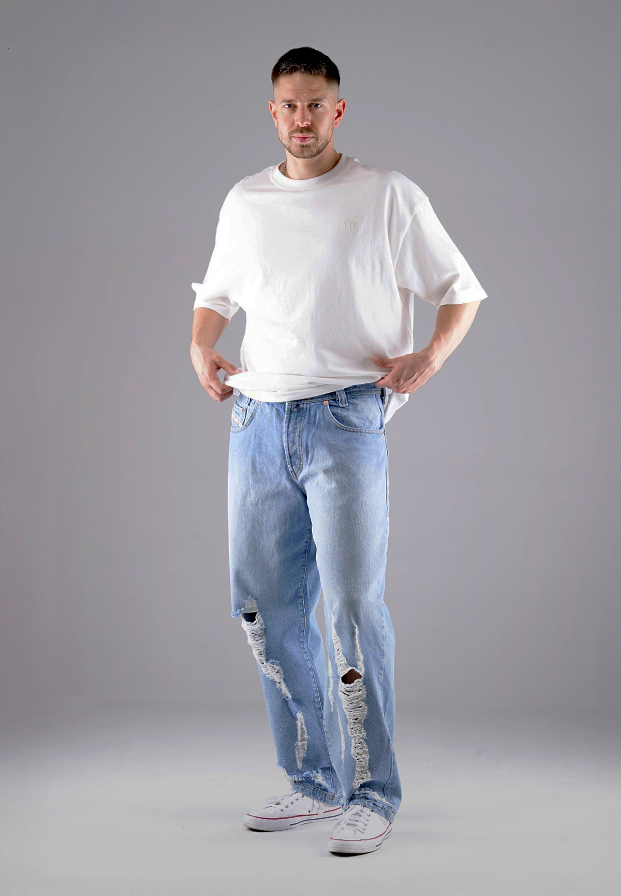 Picaldi Zicco 471 Raze Herren Jeans – Loose Tapered Fit Destroyed Washed Blue
