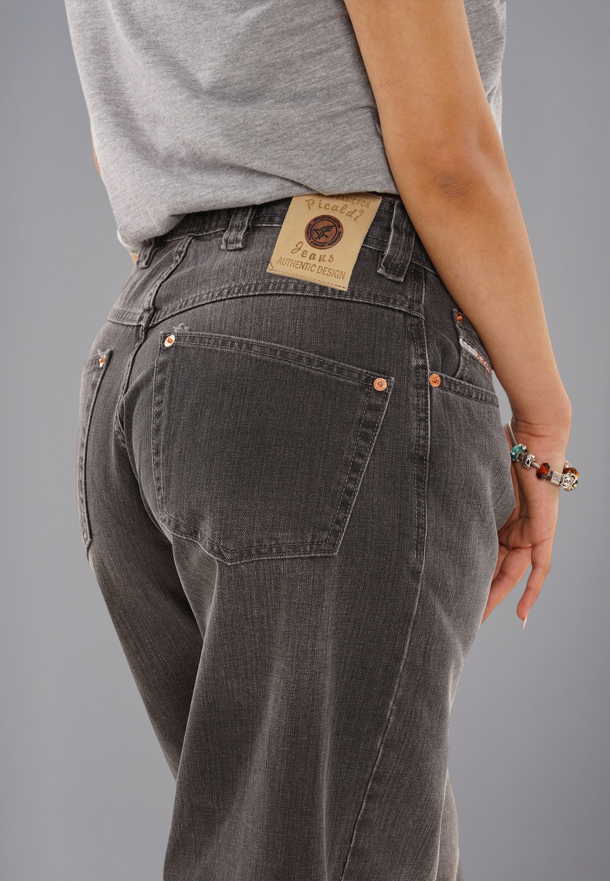 Picaldi Zicco 471 Graphit Damen Jeans – Loose Tapered Fit Washed Anthracite W28-L28