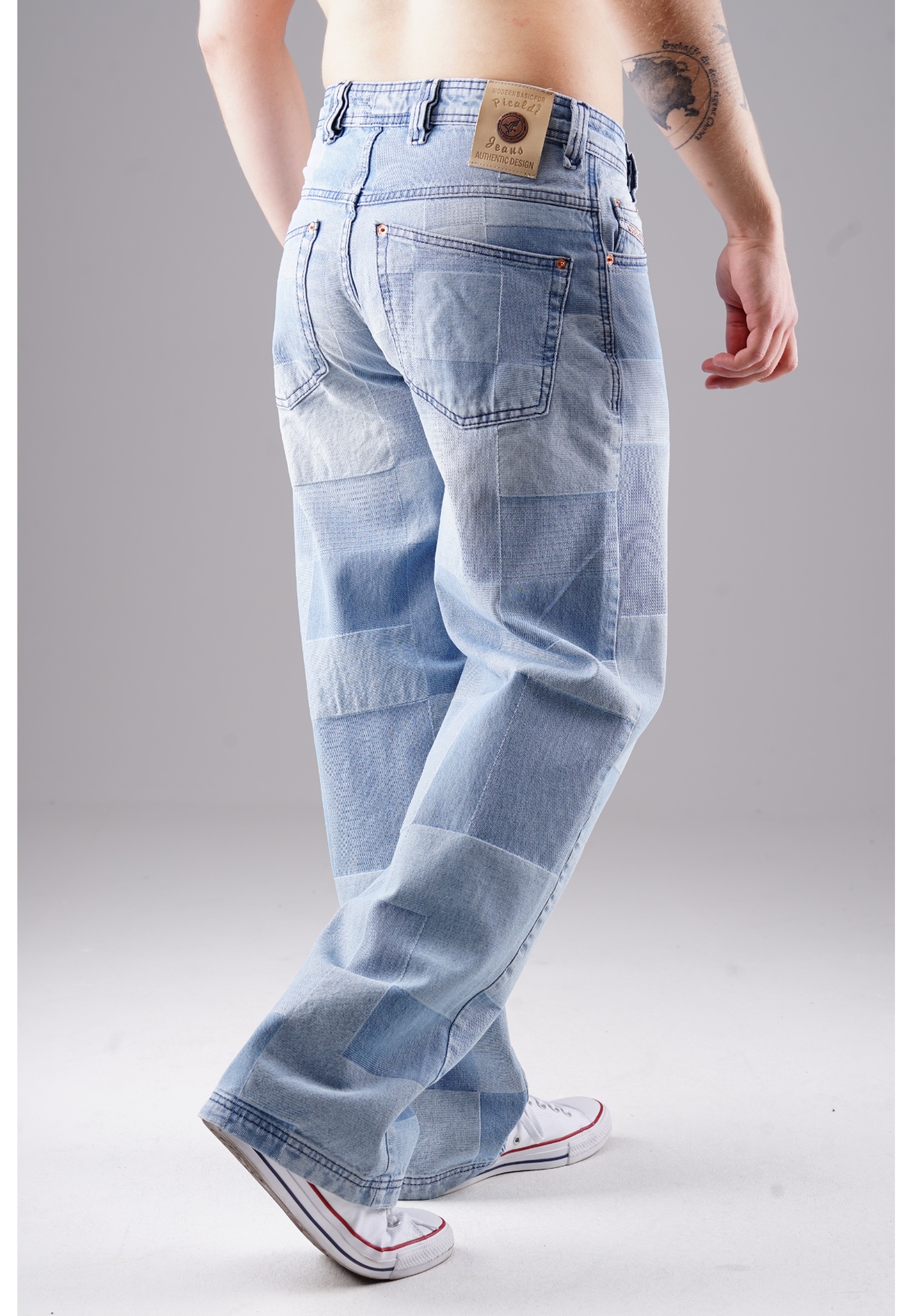 Picaldi Herren Jeans Baggy Zicco 474 Mozaik grey washed/indigo blue W40-L32