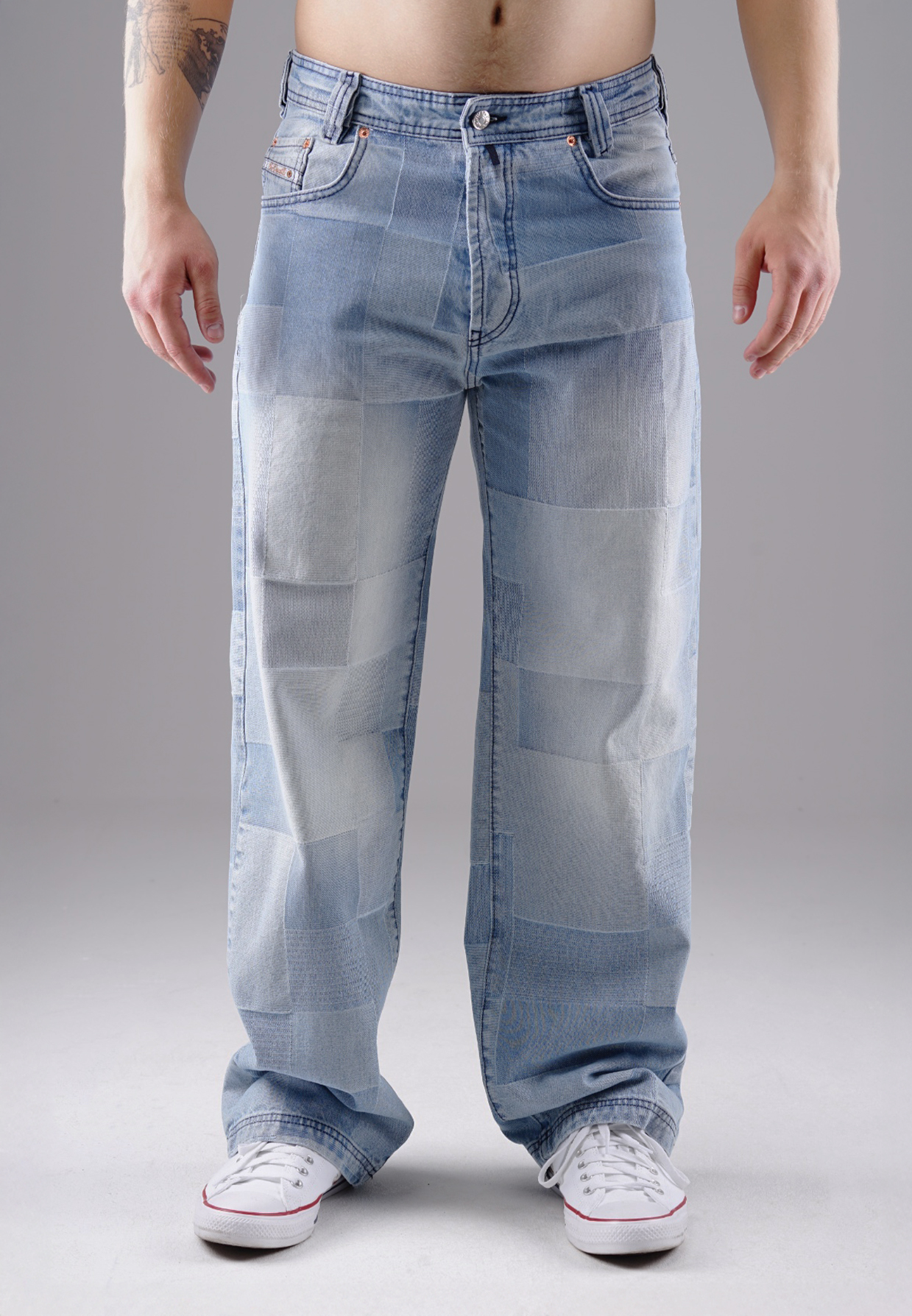 Picaldi Zicco 474 Mozaik Herrenjeans - Baggy Fit mit Straight Leg in Ash Indigo W40-L32