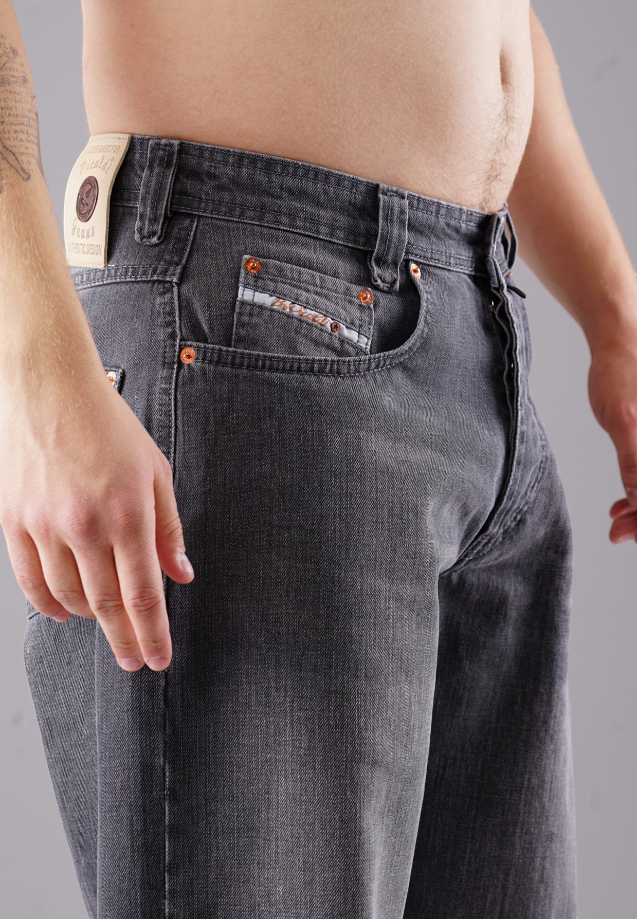 Picaldi Zicco 471 Graphit Herren Jeans – Loose Tapered Fit Washed Anthracite W31-L34