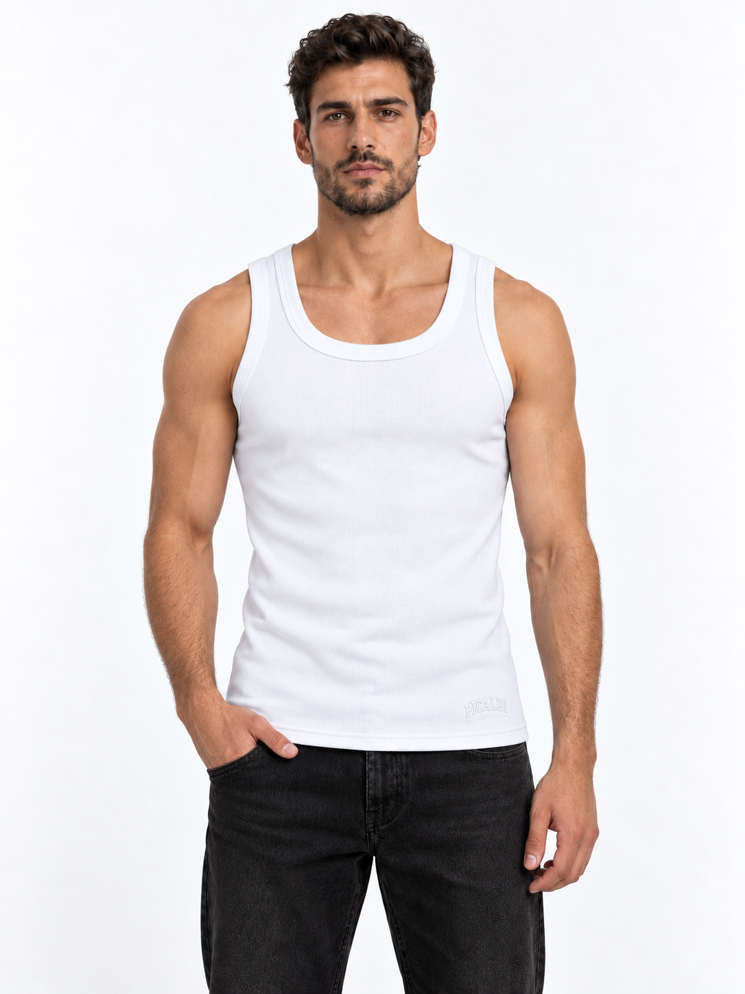Picaldi Herren Tank Top Ribbed Basic White XXL