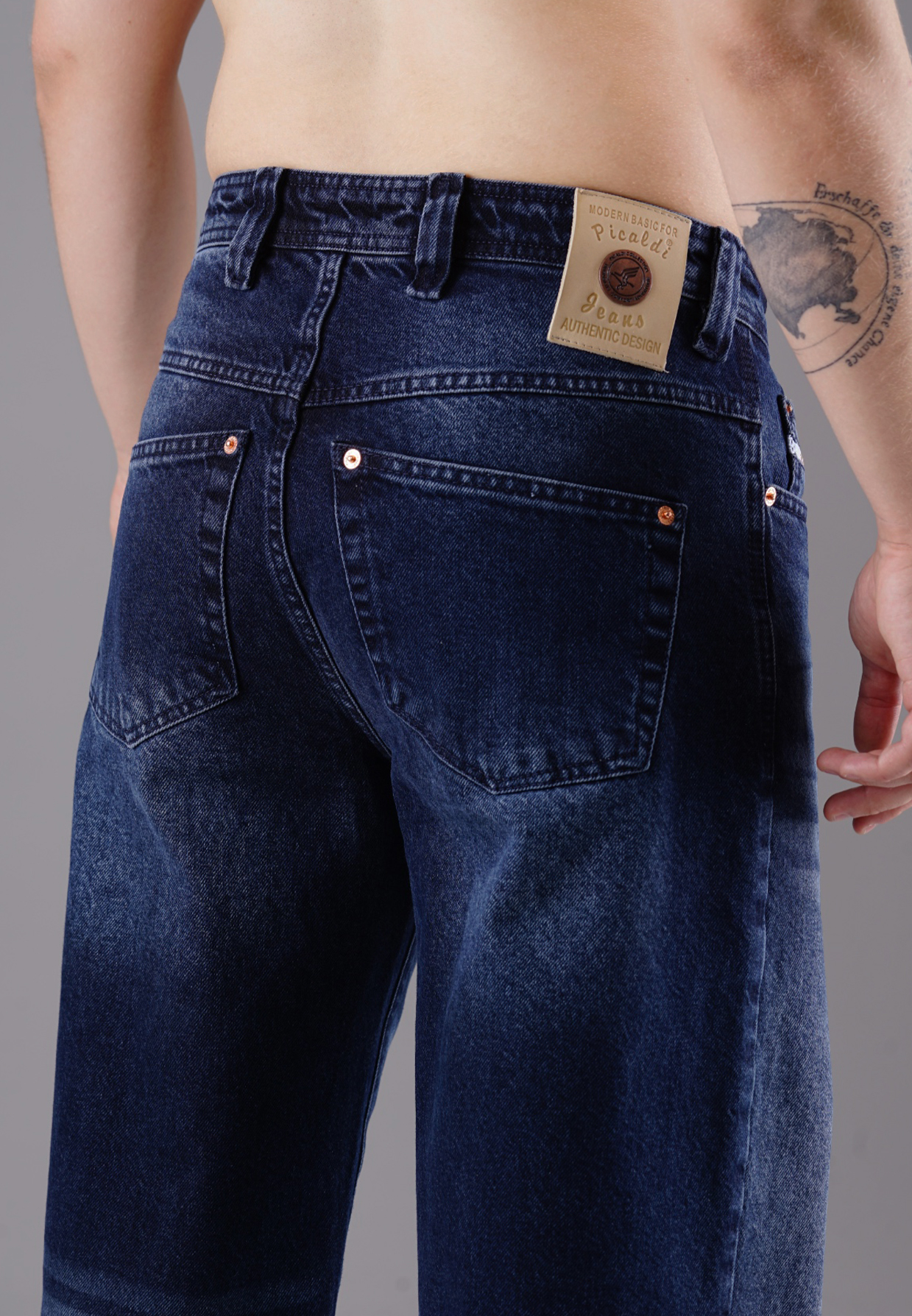 Picaldi Zicco 474 Tansanit Herrenjeans - Baggy Fit mit Straight Leg in Washed Dark Navy W31-L30