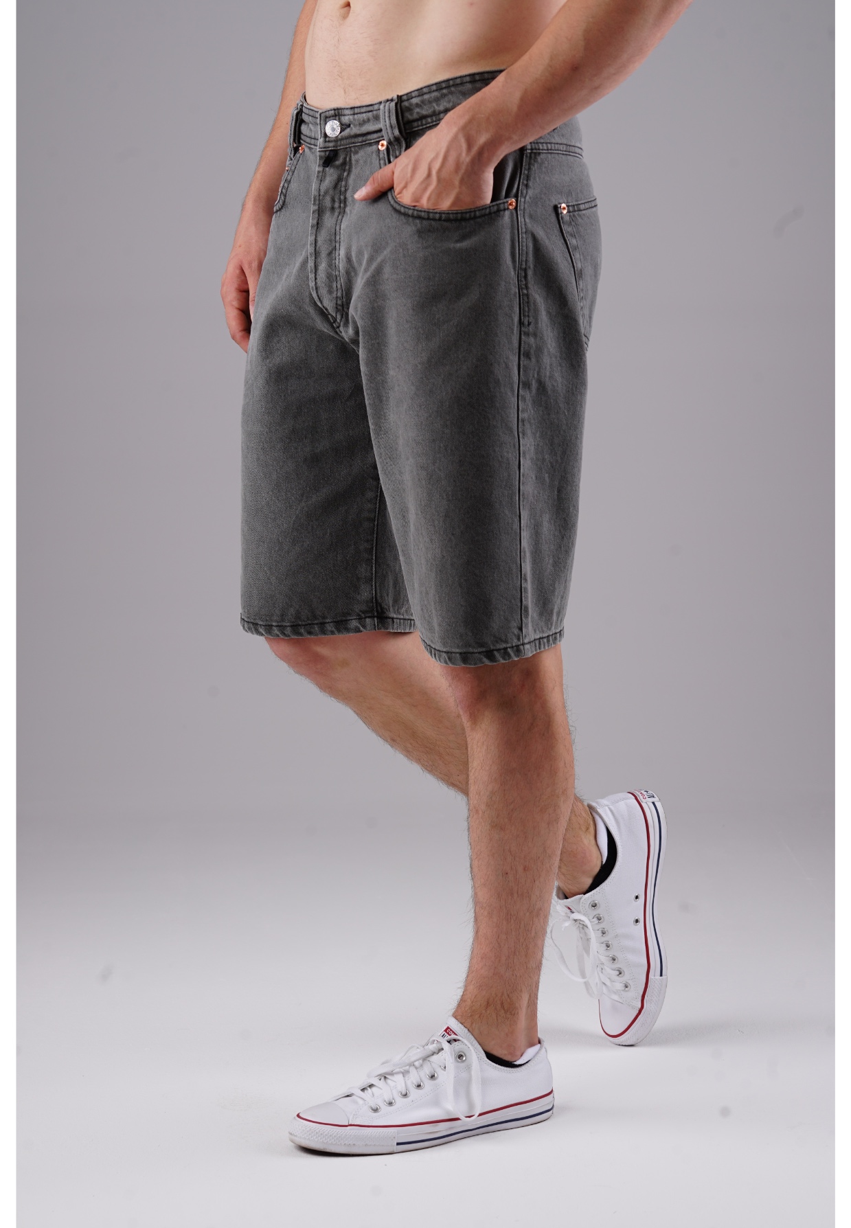 Picaldi Zicco 471 TNT Herren Jeansshorts - Relaxed Fit in Charcoal Greywashed W40