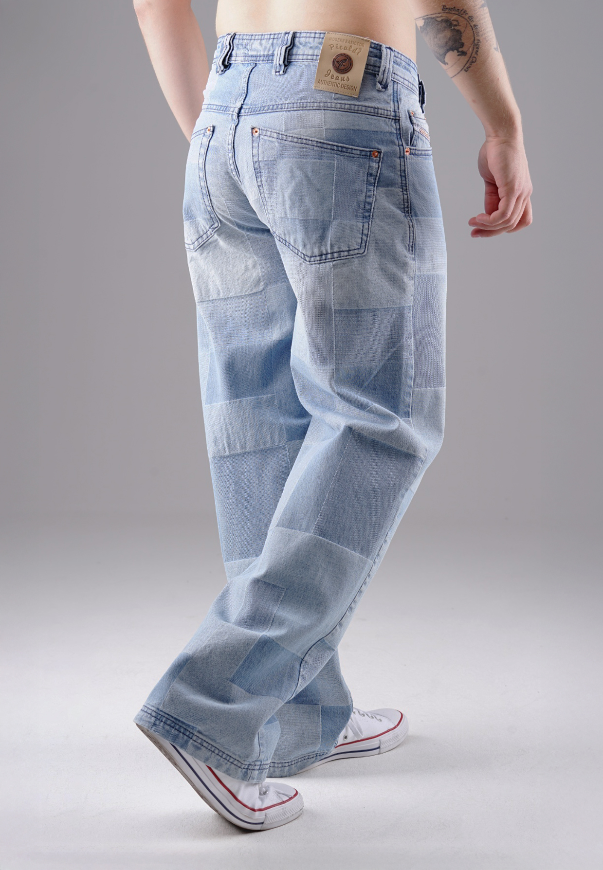 Picaldi Zicco 474 Mozaik Herrenjeans - Baggy Fit mit Straight Leg in Ash Indigo W40-L32