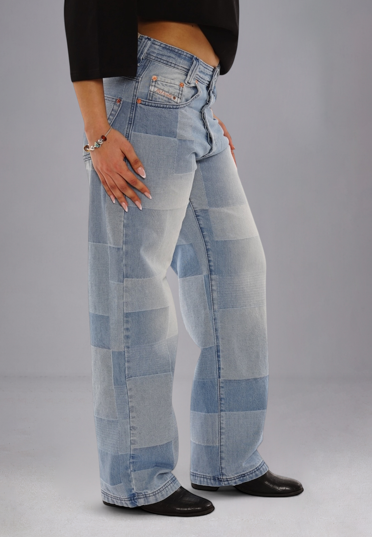 Picaldi Damen Jeans Baggy Zicco 474 Mozaik grey washed/indigo blue W40-L32