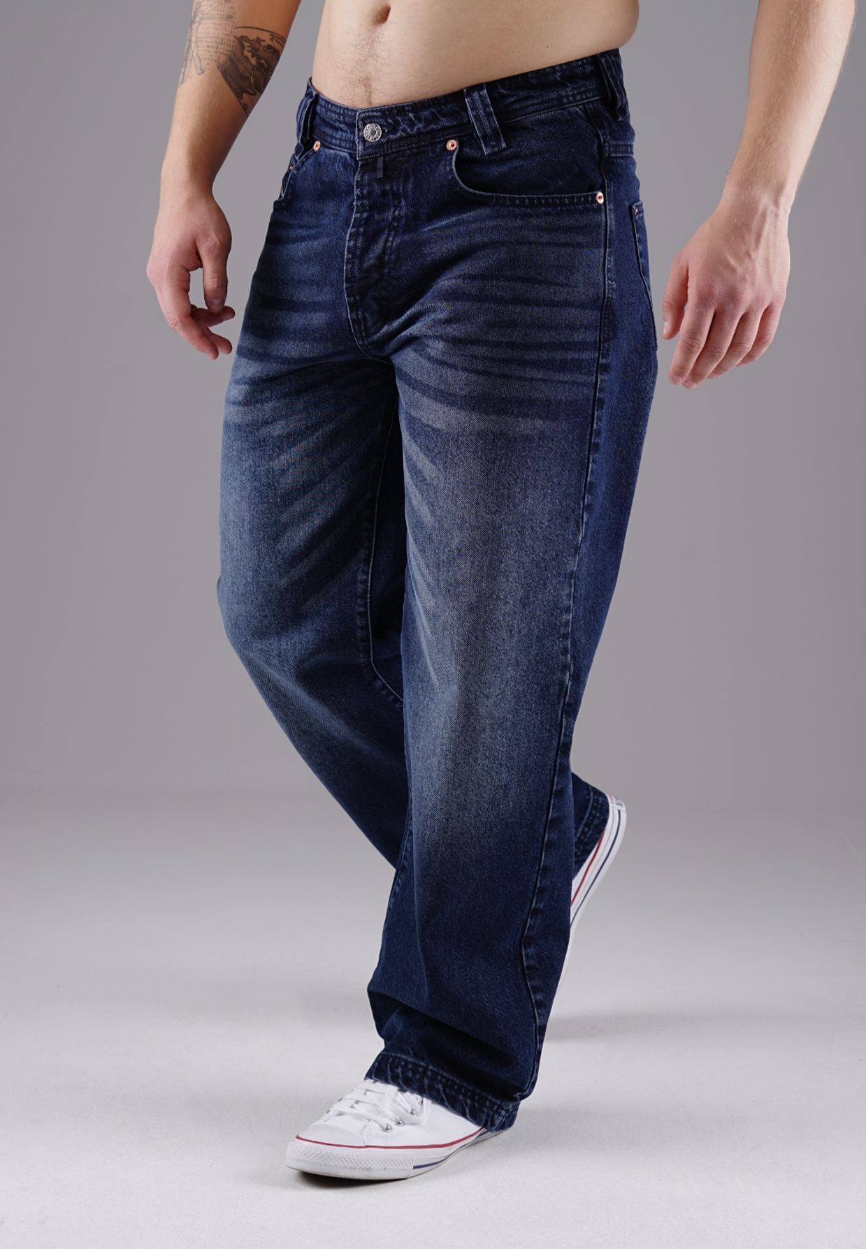 Picaldi Zicco 474 Tansanit Herrenjeans - Baggy Fit mit Straight Leg in Washed Dark Navy W31-L30