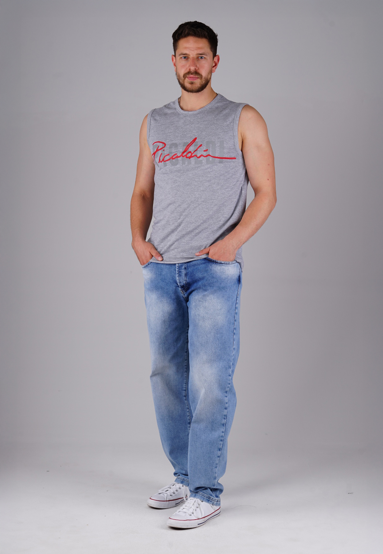 Picaldi Zicco 472 Del Rio Herrenjeans – Stretch-Karottenschnitt in Cadet Grey Blue W42-L32