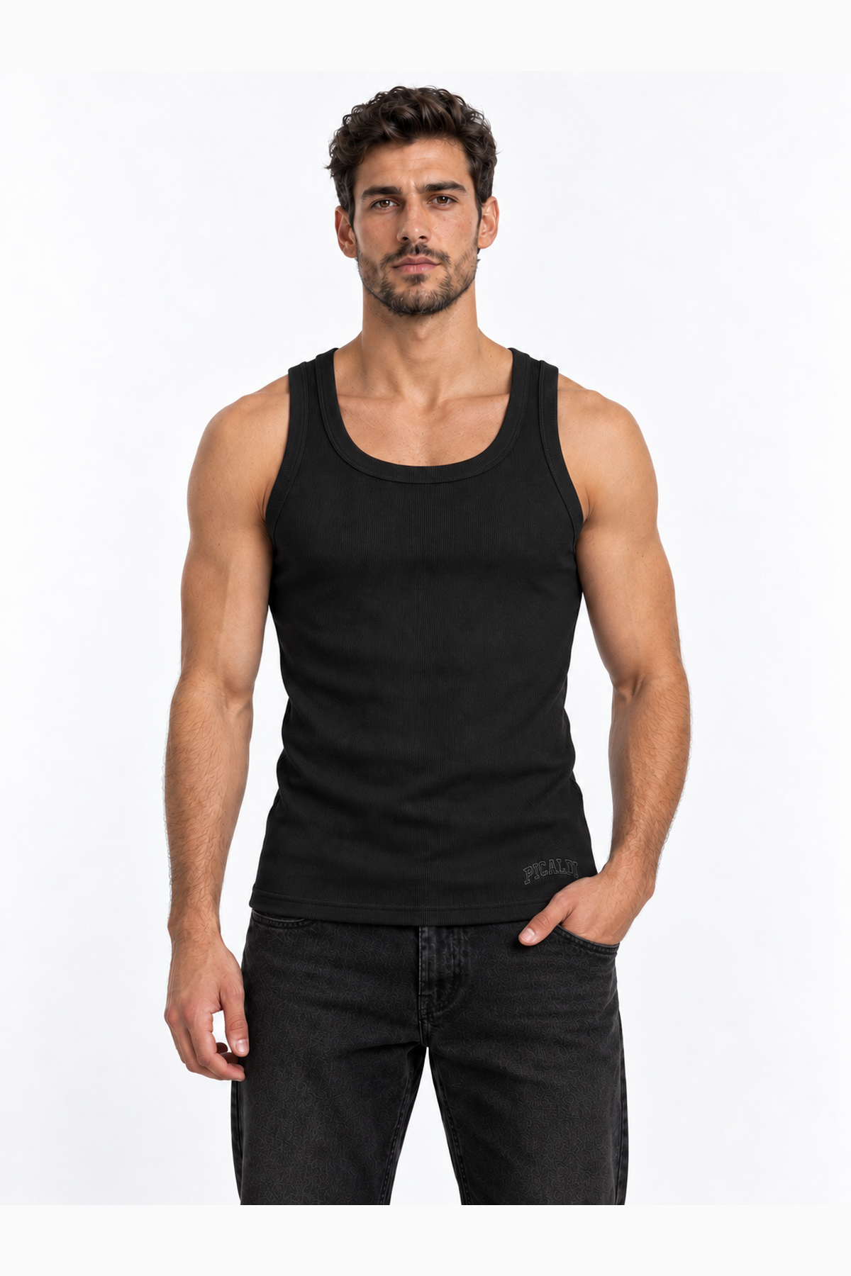Picaldi Herren Ribbed Tank Top Basic Black XXL