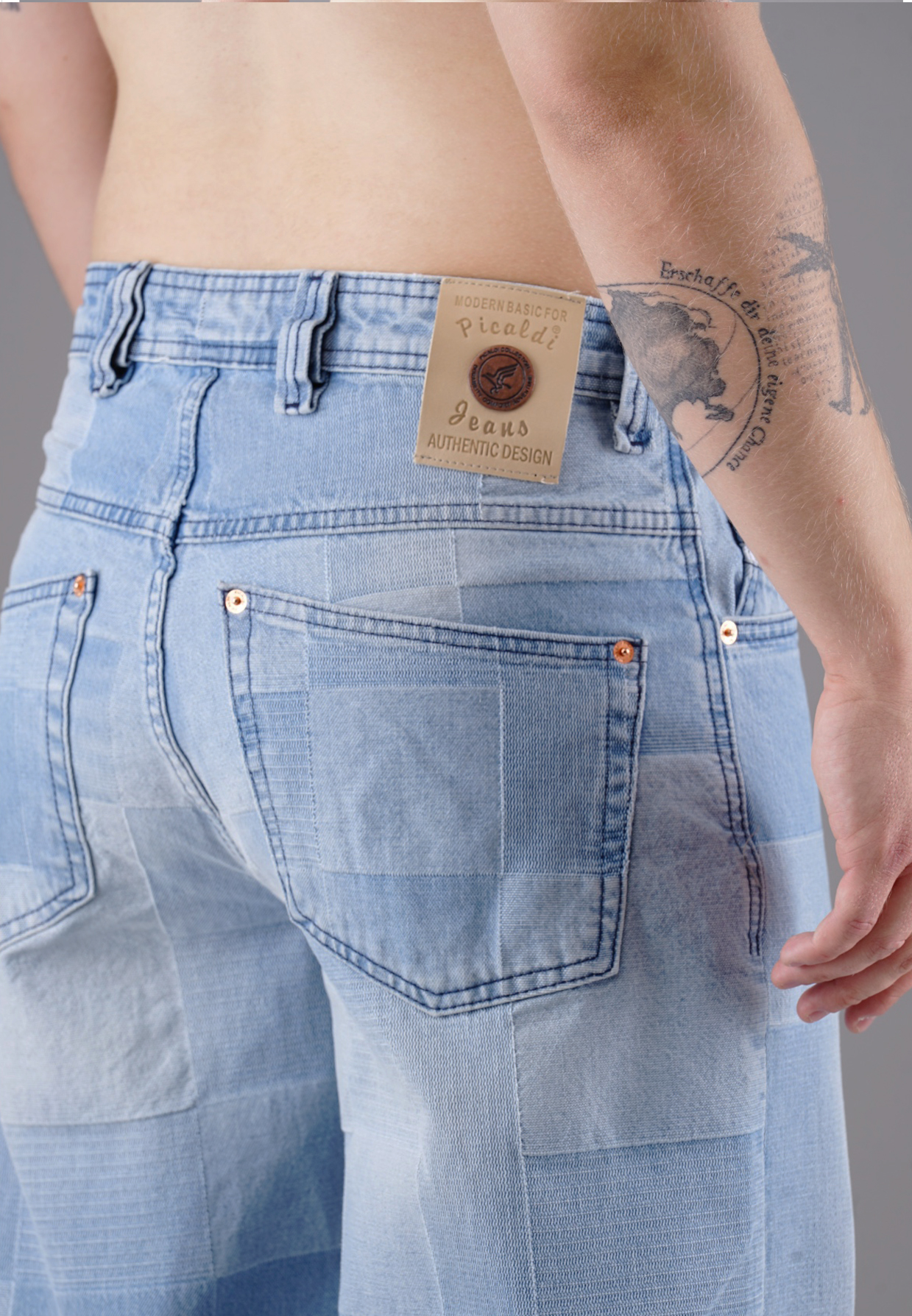 Picaldi Zicco 474 Mozaik Herrenjeans - Baggy Fit mit Straight Leg in Ash Indigo W40-L32