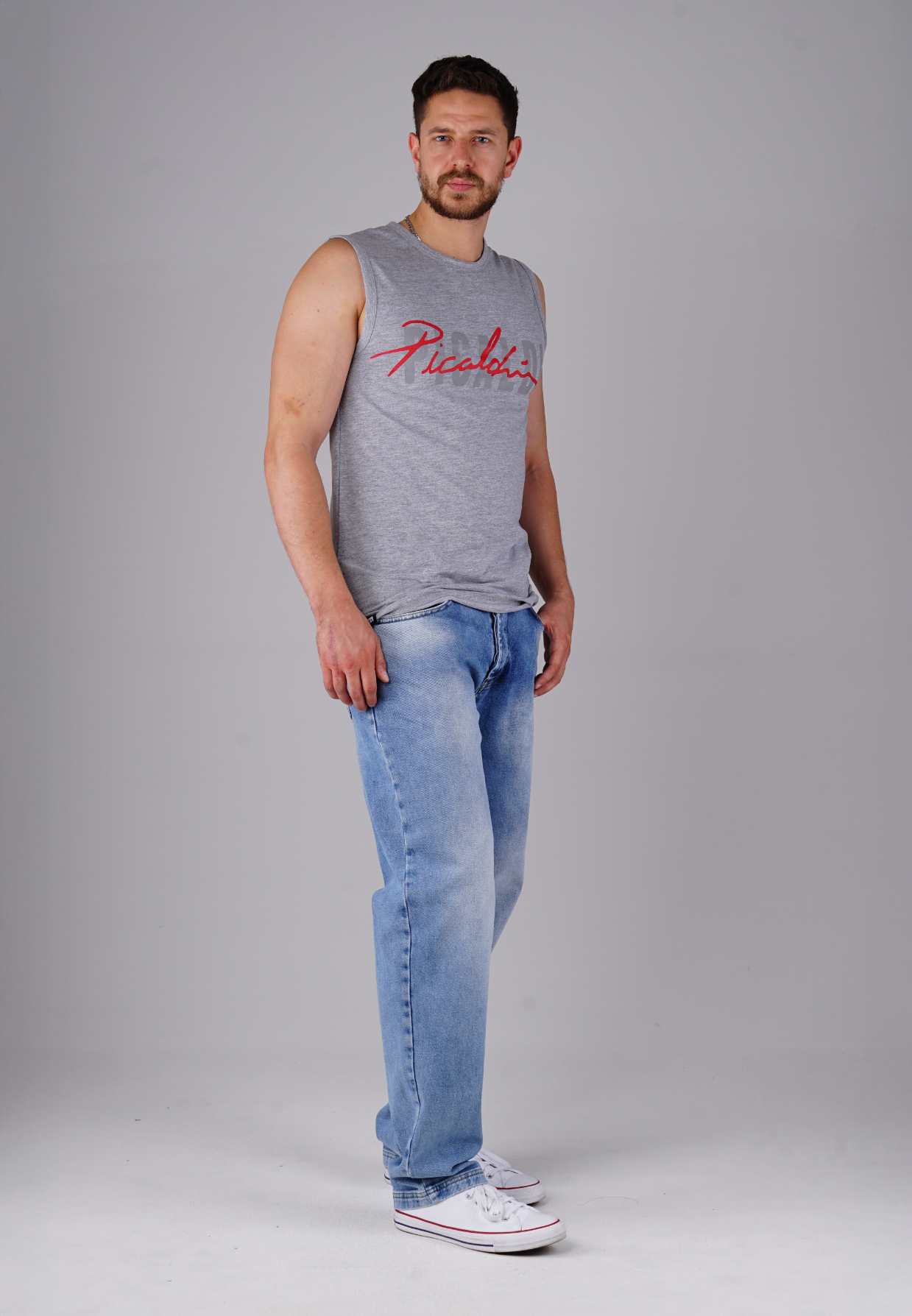Picaldi Zicco 472 Del Rio Herrenjeans – Stretch-Karottenschnitt in Cadet Grey Blue W42-L32