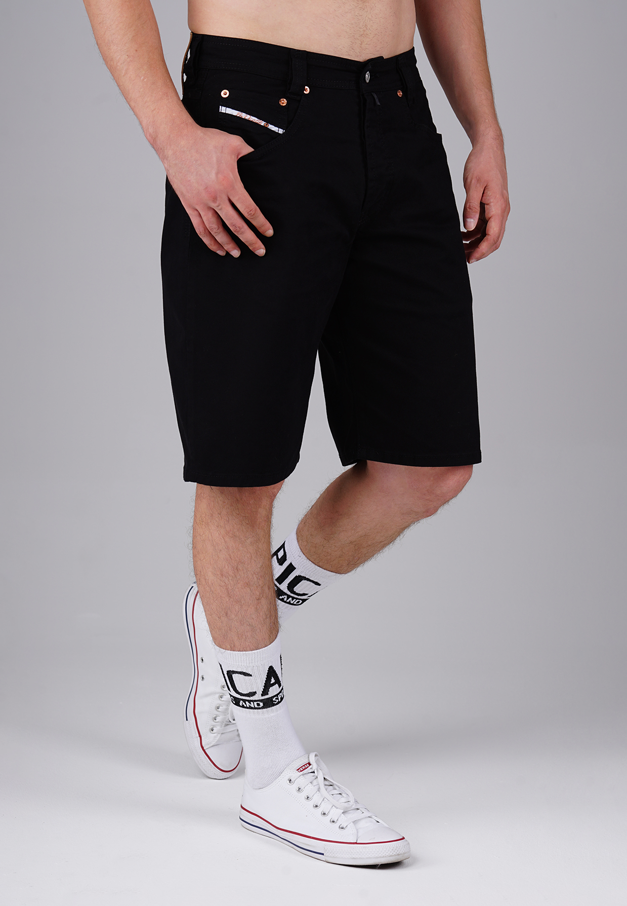Picaldi Zicco 471 Gabardine Herren Shorts - Relaxed Fit in Jet Black Picaldi Zicco 471 Gabardine Herren Shorts - Relaxed Fit in Jet Black W40