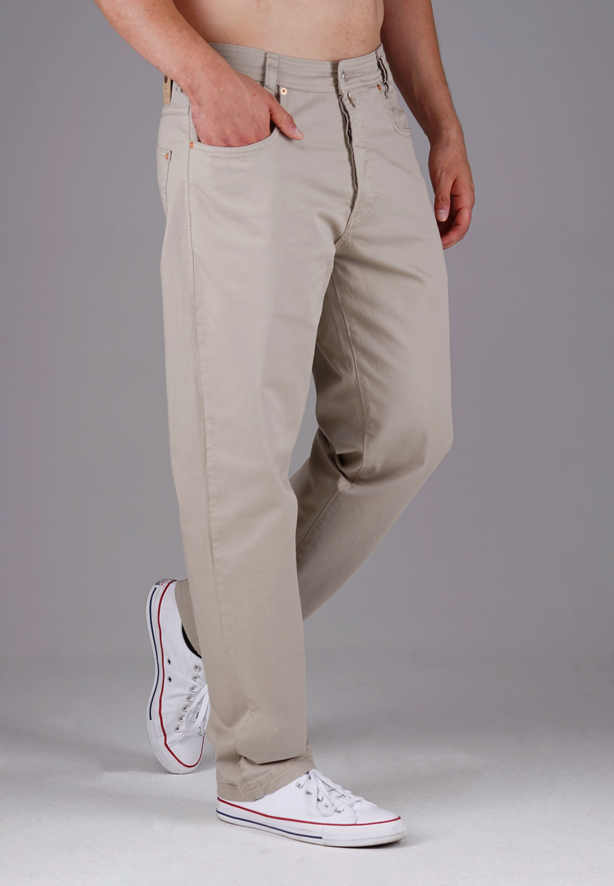 Picaldi Zicco  472 Glow Ecru Herren Hose – Relaxed Carrot Fit in Beige W40-L32