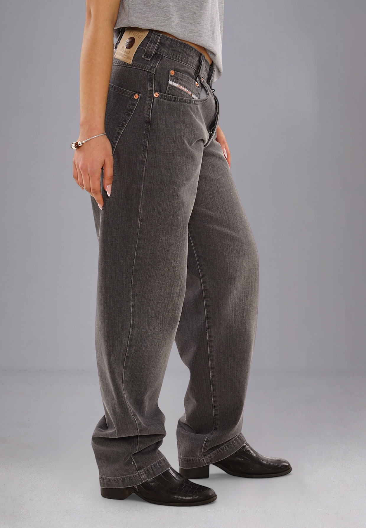 Picaldi Zicco 471 Graphit Damen Jeans – Loose Tapered Fit Washed Anthracite W28-L28