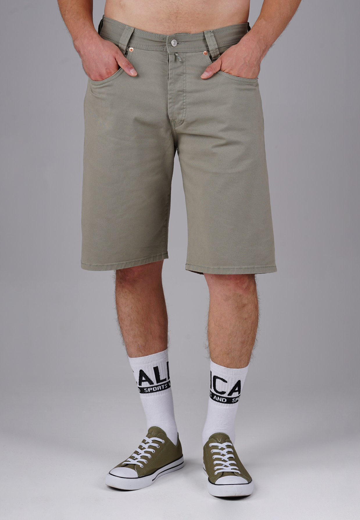 Picaldi Zicco 471 Gabardine Herren Shorts - Relaxed Fit in Olive Drab W40