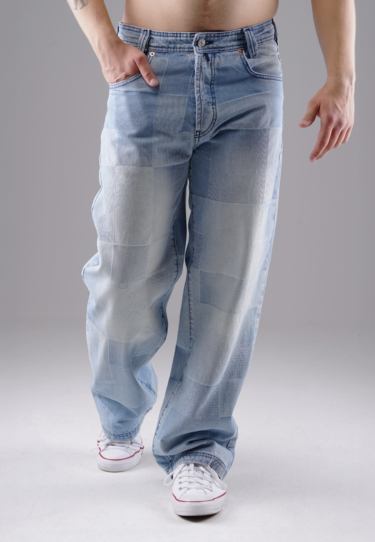 Picaldi Zicco 474 Mozaik Herrenjeans - Baggy Fit mit Straight Leg in Ash Indigo W40-L32