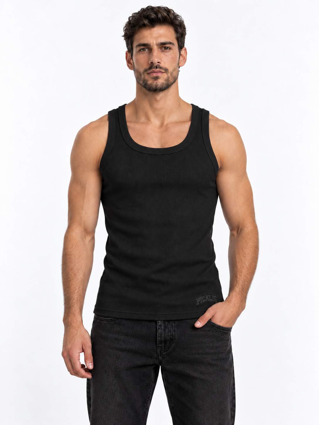 Picaldi Herren Ribbed Tank Top Basic Black XXL